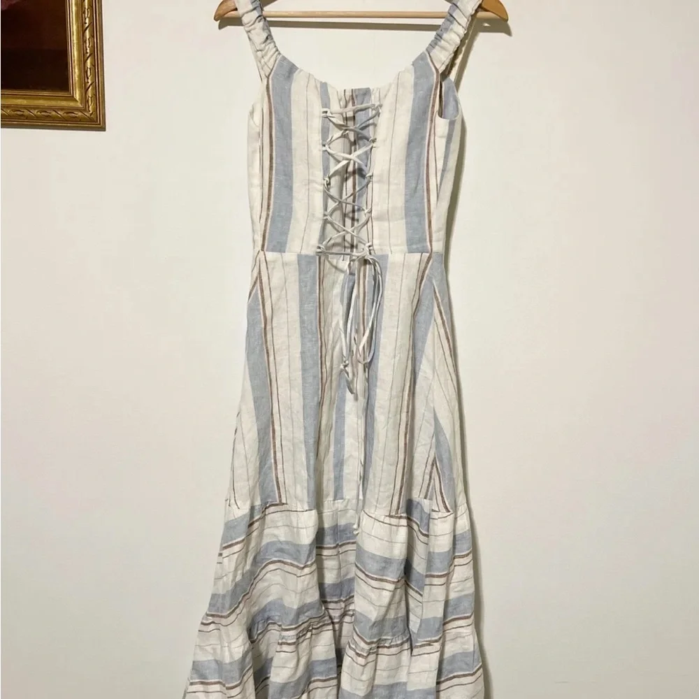 Reformation Kate Dress in Napoli Stripe I 4 linen - Picture 4 of 11